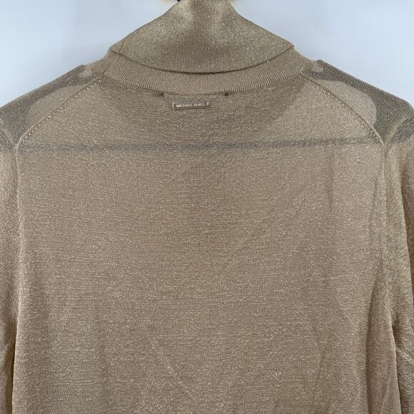 Michael Kors Turtleneck Size Large NWT Gold Semi-Sheer Metallic Stretch Holiday - Picture 9 of 16